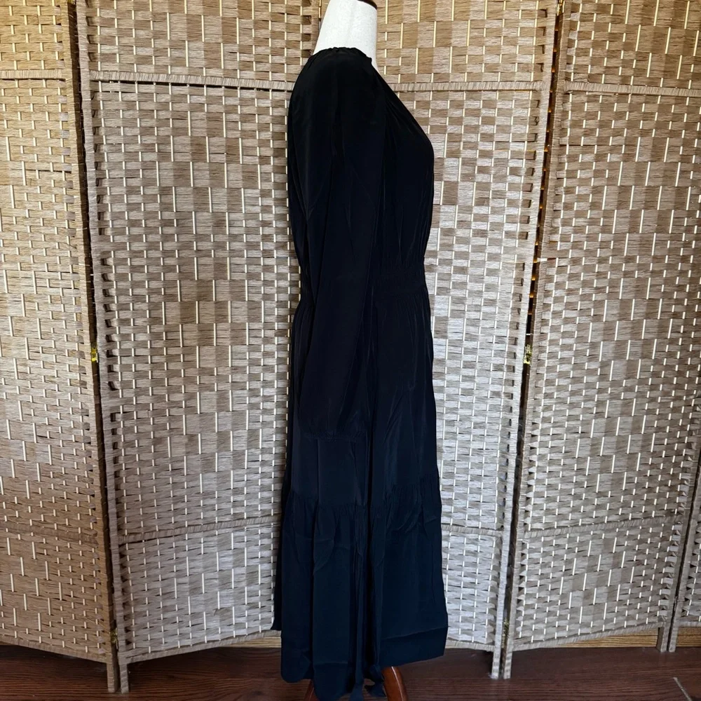 NWT Loft black shirred midi dress L - Picture 6 of 14